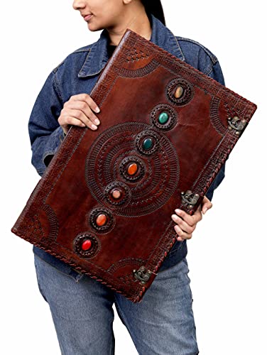 Jornal de couro Sete Chakra Medieval Stone em relevo Livro artesanal de Shadows Notebook Diário Office College Livro de poesia Livro