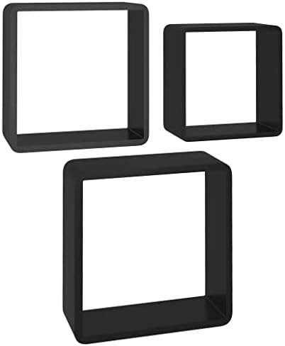 prateleiras de cubo de parede vidaxl 3 pcs preto mdf