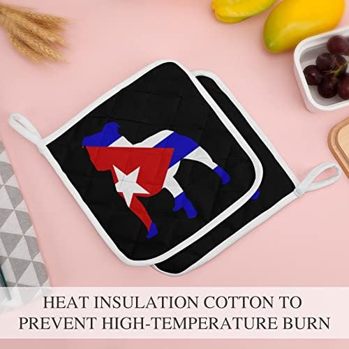Suportes de panela de bandeira de pitbull cuba 8x8 PADs quentes resistentes ao calor Proteção de desktop para cozinhar Conjunto de 2 peças