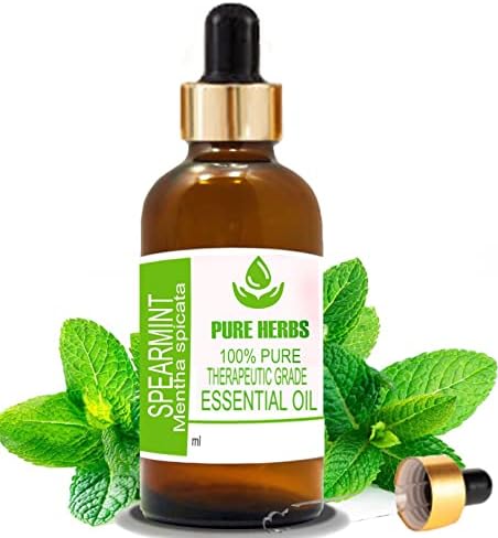 Ervas puras Spearmint Pure & Natural Therapeautic Grade Essential Oil com conta -gotas 30ml