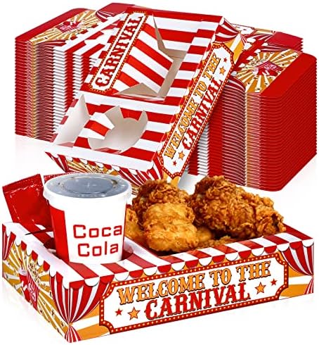 24 PCs Carnival Snack bandejas Decorações de festa Bandejas de pipoca Serviço de alimentos Supplimentos de festa vintage para concessão de filmes Carnavais