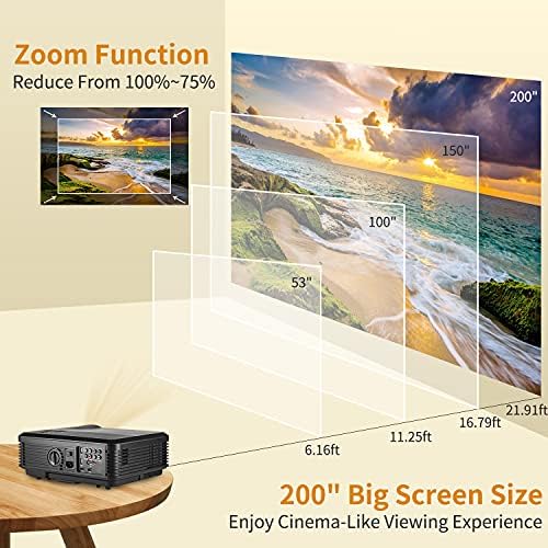 [-$ 168] Caiwei WiFi Bluetooth Projector 1080p HD Projector ao ar livre Android OS, projetor de filme de home theater com exibição
