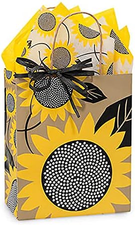 Home & Hoopla Sunflower Papel Sacos de presente e sacos de favor da festa, 8x4.75x10.25