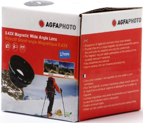 AGFA 0,43X Lente angular magnética para câmeras de ponto e tiro 17mm APMT4317