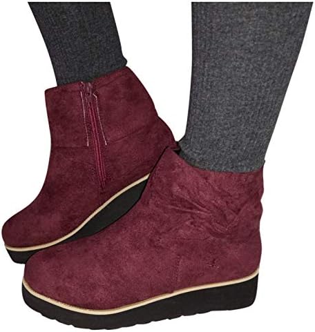 Sapatos de inverno para mulheres 2020 Fashion Boots Side Zipper Bow Wedge Heel PLUS TIM