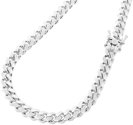 Verona Jewellers 925 Sterling Silver 6,5 mm 7mm 9mm Italian Miami Colar Chain Colar, Link grosso Miami Colar Cuban,