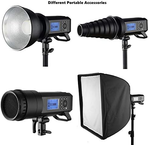 Godox ad400pro all-in-one ao ar livre flash com potência de 400ws, 21,6V/2600mAh Bateria de lítio oferece 390 Pops de energia completa, compatíveis com Canon, Nikon, Sony, Olimpo, Fujifilm DSLRs