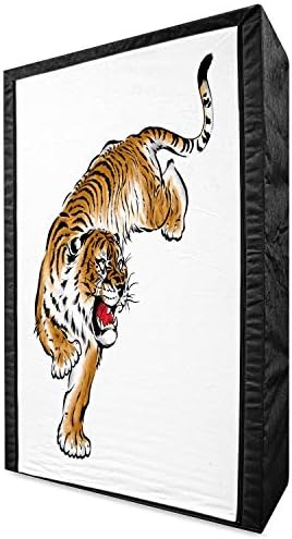 Guarda de tecido portátil de Ambesonne Tiger, japonês inspirou grande felino Japãesco Design Free Hand Desenho tradicional,