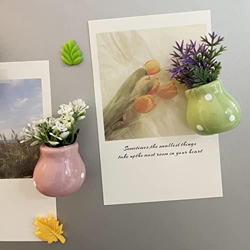 Ímãs de plantas, ímãs de geladeira fofos ímãs de flores com ímãs decorativos com vaso de cerâmica Gretlet Greget Magnets Fridge Plants