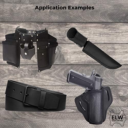 Elw Black Latigo Leather 9-10 oz de correias, cintos, tiras de 1-3/4 de largura x 72 comprimento de grã