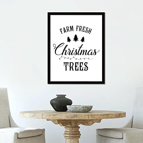 Plate de madeira chique com citações de Natal Fazenda árvores de Natal frescas Quadro preto Placa de madeira Presente de inauguração