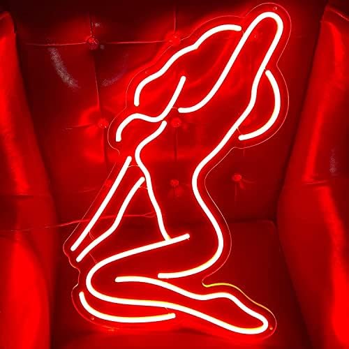 DVTEL NAKed Girls Decor Luzes de sinal de neon, parede personalizada pendurada em parede acrílica Luminous Signboard Red Led Lights, plugue, cafeteria de restaurante de restaurante de 50x34cm