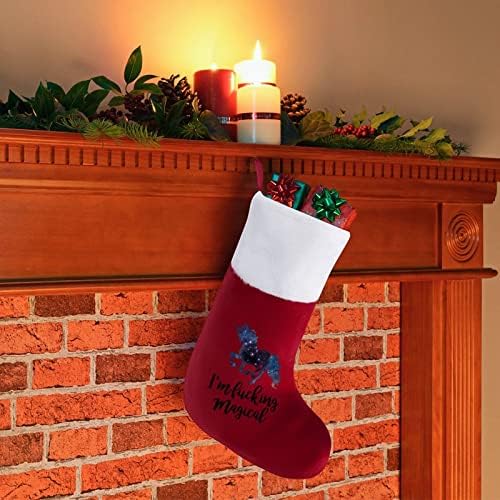 Estou fodendo meias de arb da árvore de Natal de unicórnio mágico de unicórnio com decoração de punho de pelúcia para festa de férias em casa
