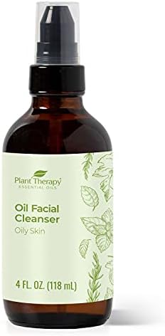 Limpador facial de óleo de terapia vegetal para pele oleosa 4 oz, remove suavemente a sujeira, maquiagem e outras impurezas
