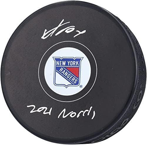 Adam Fox New York Rangers Autografou Hockey Puck com inscrição 2021 Norris - Pucks NHL autografados