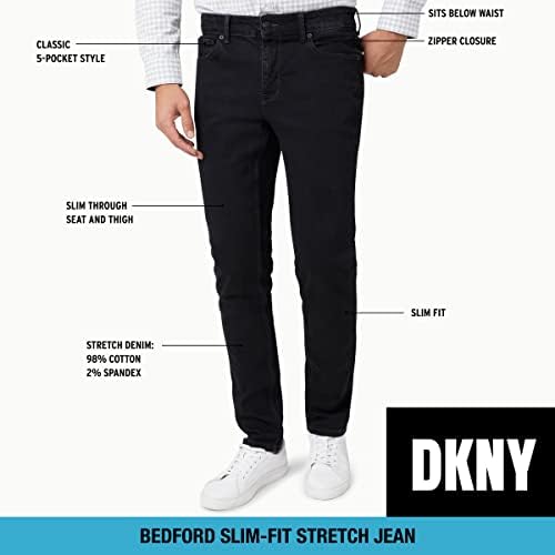 Jeans de Men DKNY - jeans de jeans de jeans de Bedford Stretch para homens