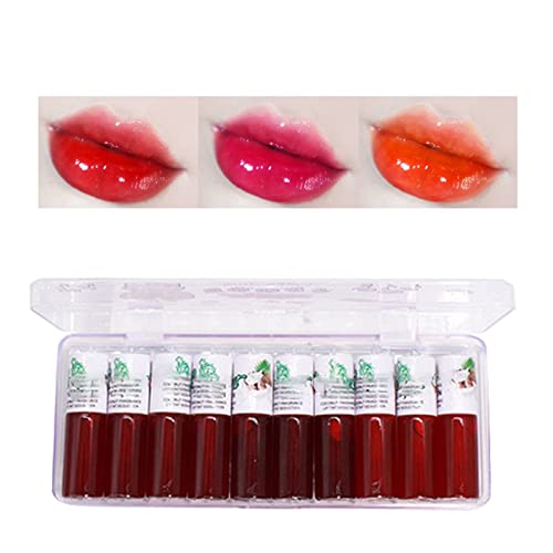 Conjunto de brilho labial infantil de 10 esmaltes labiais de frutas criativo para uso diário de veludo batom líquido Cosméticos clássicos