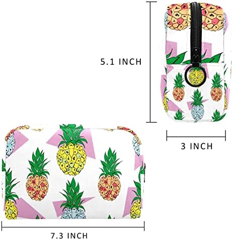 Saco de maquiagem pequeno, organizador cosmético da bolsa com zíper para mulheres e meninas, frutas tropicais de
