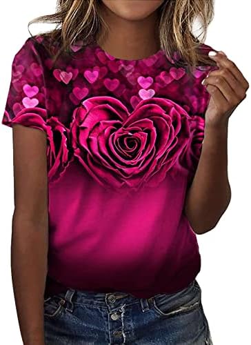 Tops femininos Camisetas de pescoço redondo casual de moda Fashion Floral Bloups Princiizado Longo Tops de Manga Curta Confortável