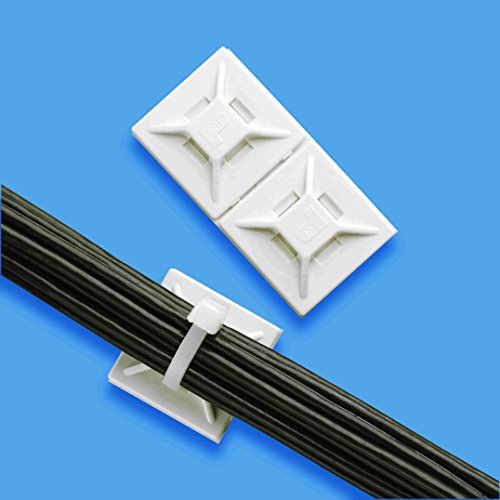 Panduit ABM100-A-C Montagem de gravata de cabos de adesivo, montagem de 4 vias, adesivo pré-instalado, ambiente interno, nylon 6.6, método de montagem de borracha, branco