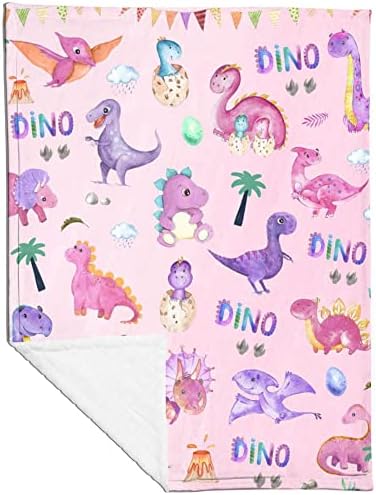Cobertores de bebê de dinossauros para meninas, menina recebendo cobertores cobertores de garotas de garotas para meninas cobertores, cobertor de berço de bebê de bebê macio para meninas, reversível, rosa, 40 * 30 polegadas