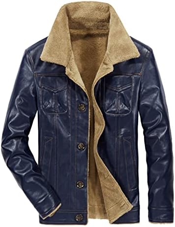 Jaqueta de couro Faux vintage masculino lã Sherpa jaqueta de bombardeiro de bombardeiro