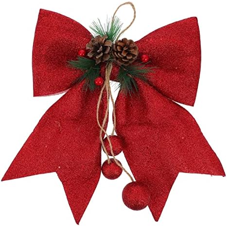 Decoração da casa de Yardwe 2 PCs Árvore de Natal Bow Bowknot Tree Topper Wedding Casamento Decoração Gigante Red Bow Ornament Large Bowknot: Decorações de Natal Glitter