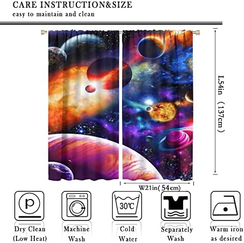 Galáxia Blackout Curtains - Kids Space Blue Pink Universo Espaço Exterial Planeta Estripada Estampa de Polícia de Polícia de Bolsa