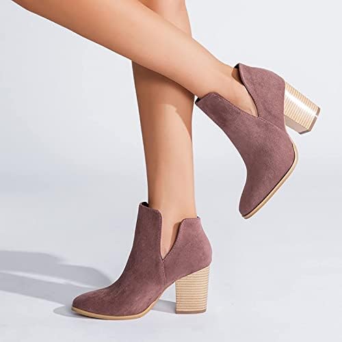 Botas de tornozelo sinzelimin para mulheres moda de cor sólida camurça bota