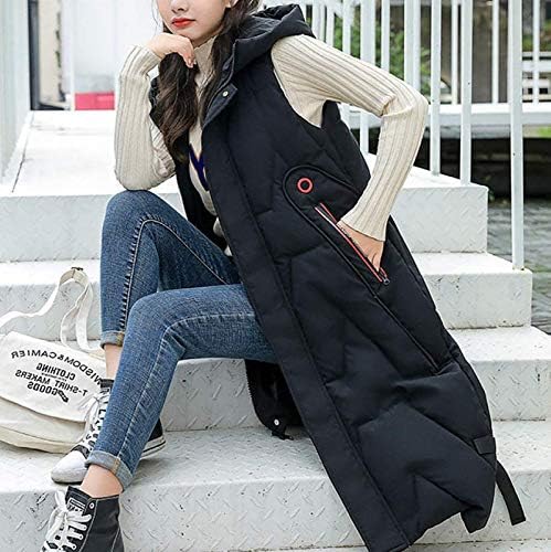 Colete de puffer longos para mulheres, colapso com capuz com capuz de tamanho mais curto de inverno com zípeira de capa de