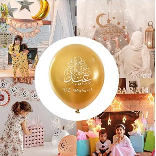 RULUTI 10 PCS EID MUBARAK BALLOONS Decorations Supplies, Decorações muçulmanas Ramadã Balões de látex para a decoração