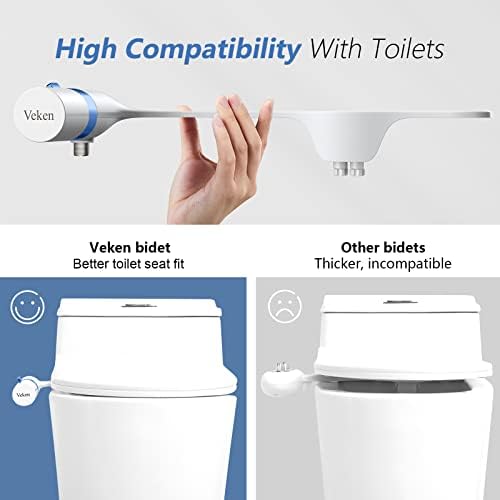 Veken Ultra-Slim Bides para banheiros existentes com acessórios higiênicos de bidê de bico de bico duplo, pressão