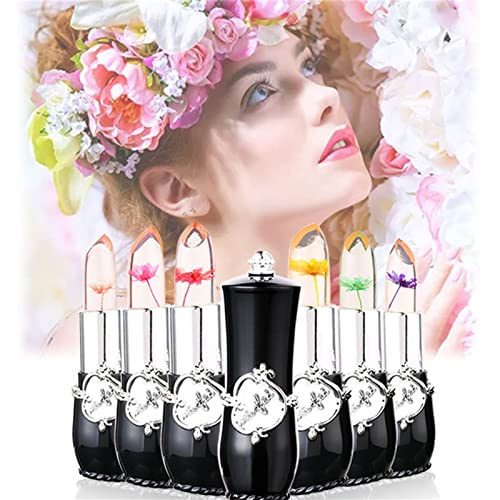 Xiahium 6 cor Clear Crystal Flor Jelly Batom, batom de mudança de cor mágica, Lips Balmo de Lips de Lips de cor de cor, Lips