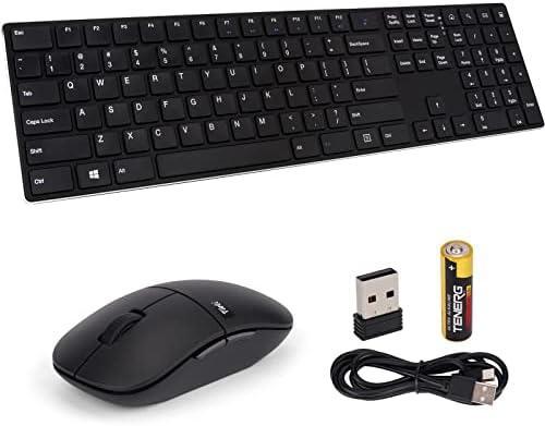 Teclado sem fio e mouse combinar, teclado recarregável sem fio Tieti KM01R 2.4G, teclado USB sem fio ajustável de 4 dpi para computador