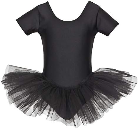 Tanzmuster ® Girls 'Ballet Tutu - Alina - Lycra Leotard com 3 camadas de tule, mangas curtas