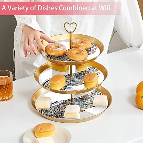 3 Placa de fruta de cupcakes de 3 camadas de sobremesa Plástico para servir suporte de exibição para casamento de aniversário Decorações de chá de chá de chá de bebê redondo, asa