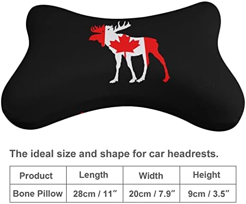 Moose na bandeira do travesseiro de pescoço do carro do Canadá 2 PCs Confortável Auto-Cushion Cushion Memória respirável Pillow do assento do carro