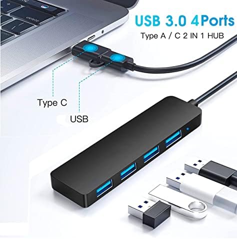 USB 3.0 Hub 2 In1 4-Port, SIAWClub USB C para USB Splitter Expander para MacBook Pro, Laptop, Xbox, Flash Drive, HDD, impressora,