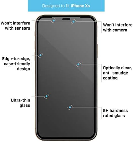 Bodyguardz-Protetor de tela de vidro de 2 borda puro para Apple iPhone XS/X, proteção de tela de vidro de vidro temperado de ponta a