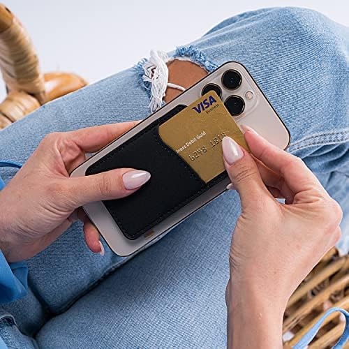 Dizzy Creek Designs Carteira de telefonia de couro - Caso de cartão de crédito preto - Ajuste -se para iPhones e Android 3,5 x3.7