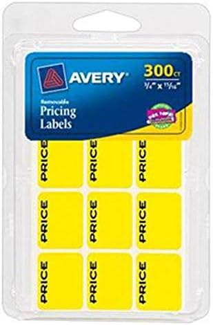 Etiquetas de preços pré -impressos, 3/4 x 15/16, adesivo removível, amarelo neon, 300 rótulos