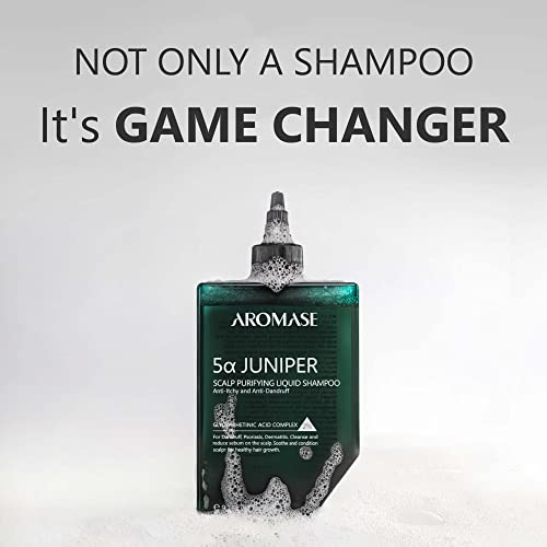 Aromase 5α Juniper Scalp Purification Shampoo líquido, limpador profundo do couro cabeludo ajuda a suavizar o acúmulo