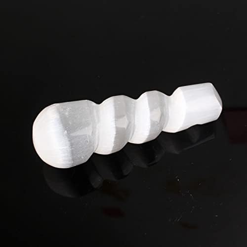 ErtiUjg husong312 1pc Natural White Spiral Selenite Point Stick Stick Twist Tower Tower Wand Gypsum Crystal Stone