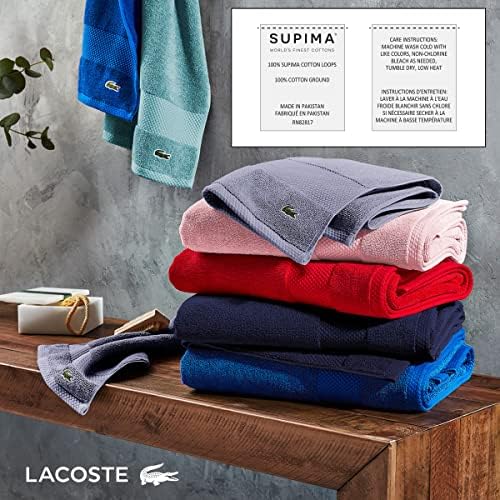 Lacoste Heritage Supima Cotton Bath Toalha, Aloe, 30 x 54