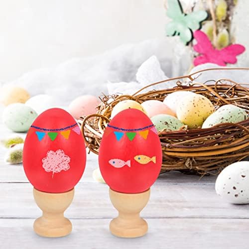 A festa da Páscoa de Sewacc favorece as decorações da árvore da Páscoa de madeira ovos falsos, 10pcs de madeira vermelha de madeira