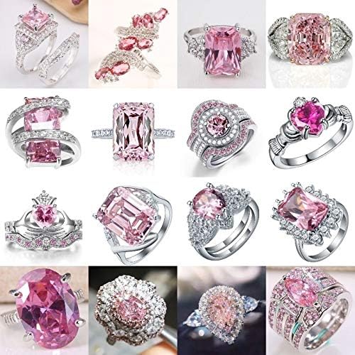 Play Pailin Charm Jóias Mulheres 925 Prata Rosa Pink Sapphire Gemstone Wedding Bridal Ring SZ6-10