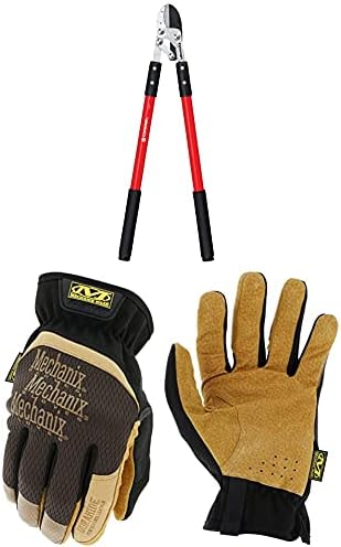 Ação composta de Corona Anvil Lopper, 32 polegadas, FL 3420, Red + Mechanix Wear LFF-75-011: Durahide Fastfit Leather