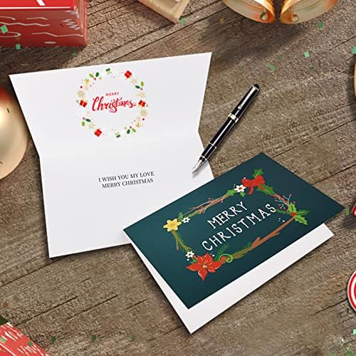 Cartões de Natal, 24 Pack Varianed Green Greeting Cards Bulk com envelopes, 6 designs, em branco dentro, perfeito para expressar