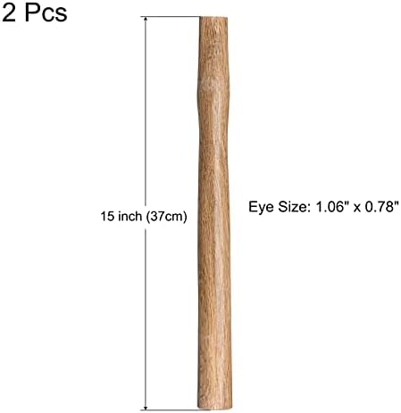 UXCELL 15 polegadas Hammer Mança de madeira Substituição de madeira para 2 a 4 lb de martelo oval de olho 2 pacote