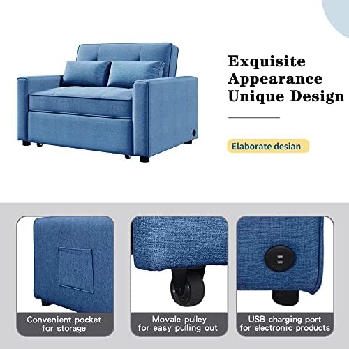 Cama de dorminhocas conversíveis de 48 polegadas de 48 polegadas, cadeira de sofá ajustável multifuncional com portas